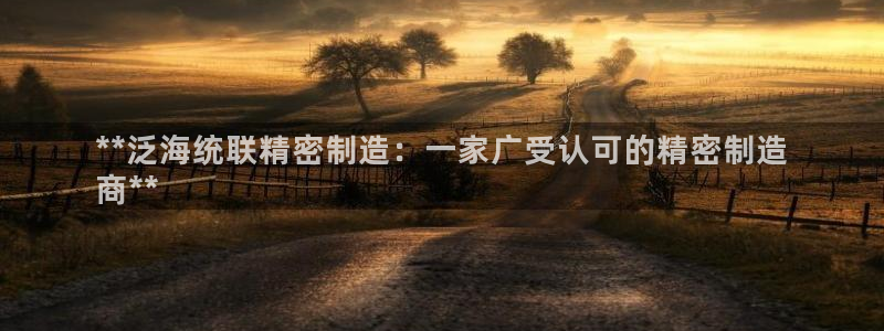 彩神是正规平台吗是真的吗：**泛海统联精密制造：一家广受认可的精密制造
商**
