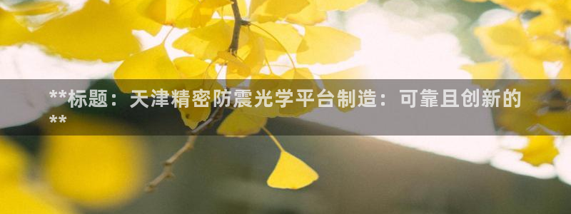 彩神V3大赢家：**标题：天津精密防震光学平台制造：可靠且创新的
**