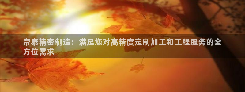 彩神平台可以破解吗：帝泰精密制造：满足您对高精度定制加工和工程服务的全
方位需求